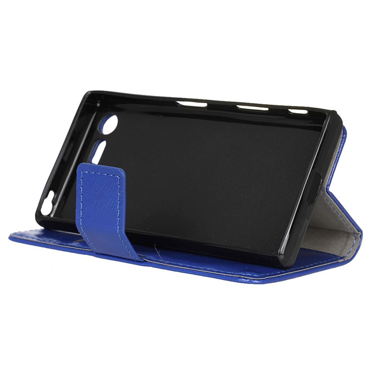 For Sony Xperia X Compact Crazy Horse Leather Wallet Stand Case - Blue-4