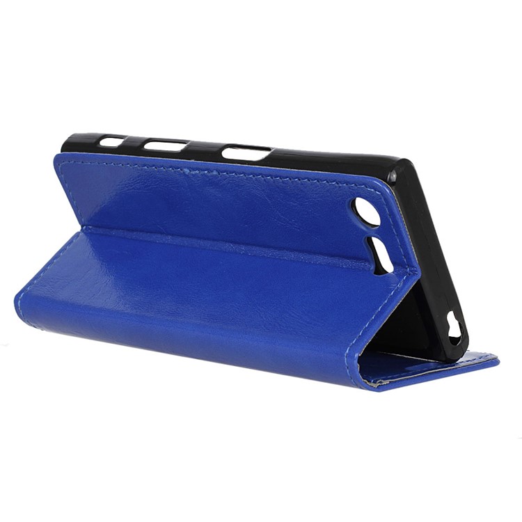 For Sony Xperia X Compact Crazy Horse Leather Wallet Stand Case - Blue-5