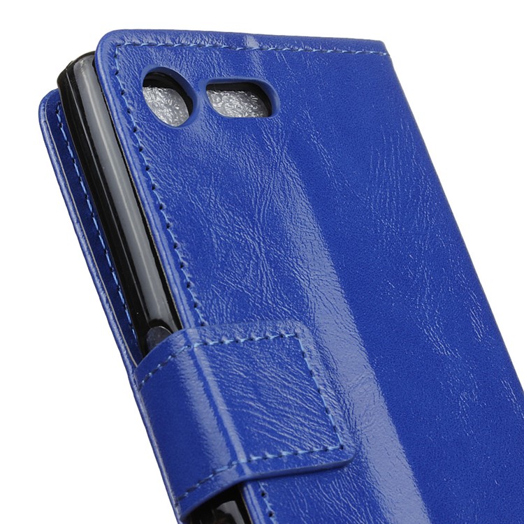 For Sony Xperia X Compact Crazy Horse Leather Wallet Stand Case - Blue-7