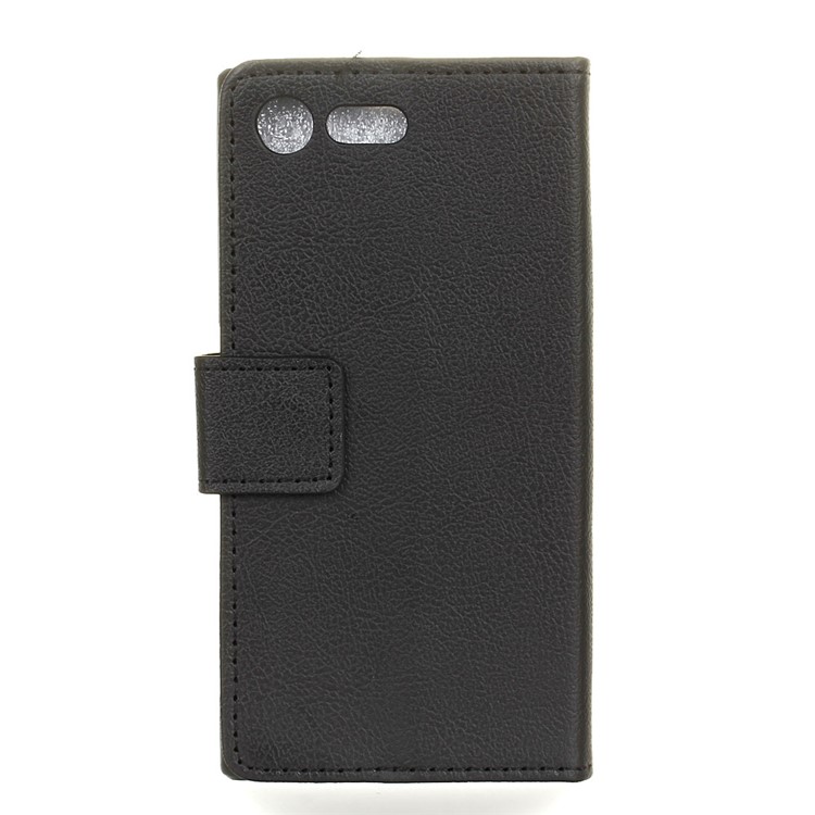 Leather Wallet Flip Stand Case for Sony Xperia X Compact - Black-2