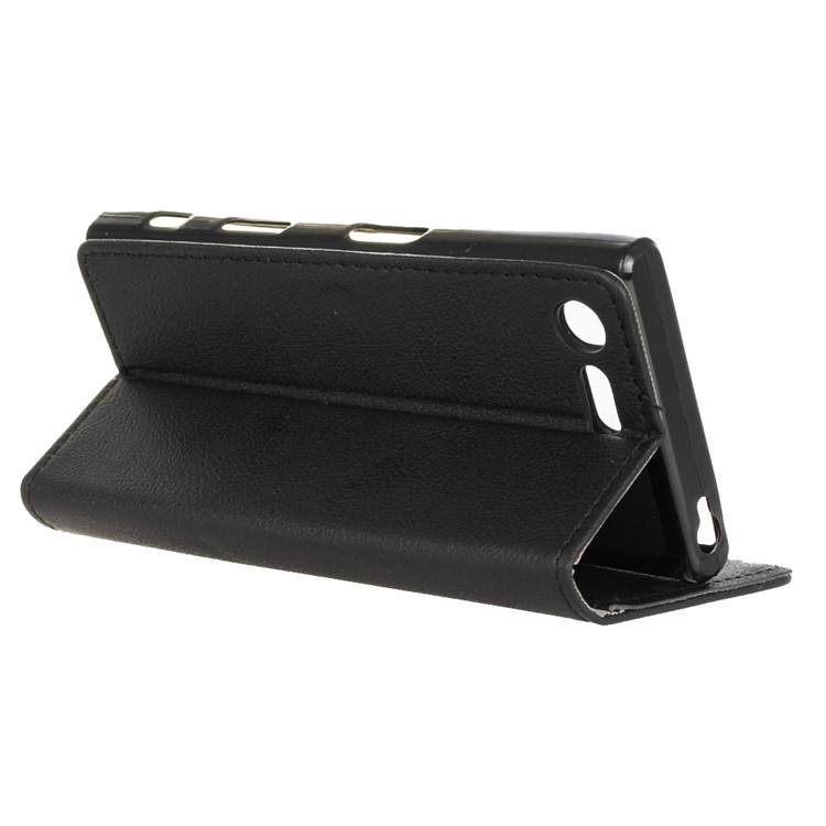 Leather Wallet Flip Stand Case for Sony Xperia X Compact - Black-5