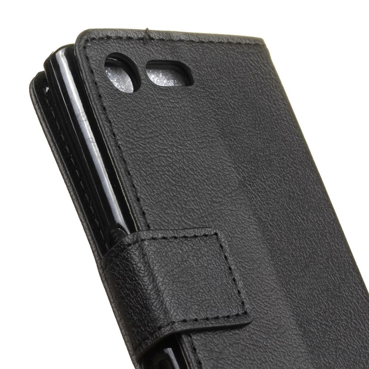 Leather Wallet Flip Stand Case for Sony Xperia X Compact - Black-7