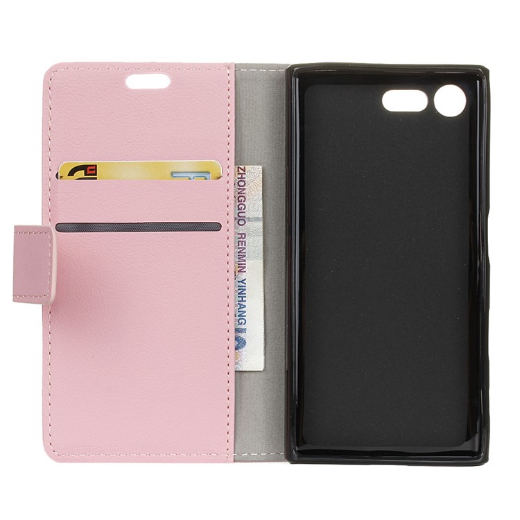 Leather Wallet Stand Case for Sony Xperia X Compact - Pink-3