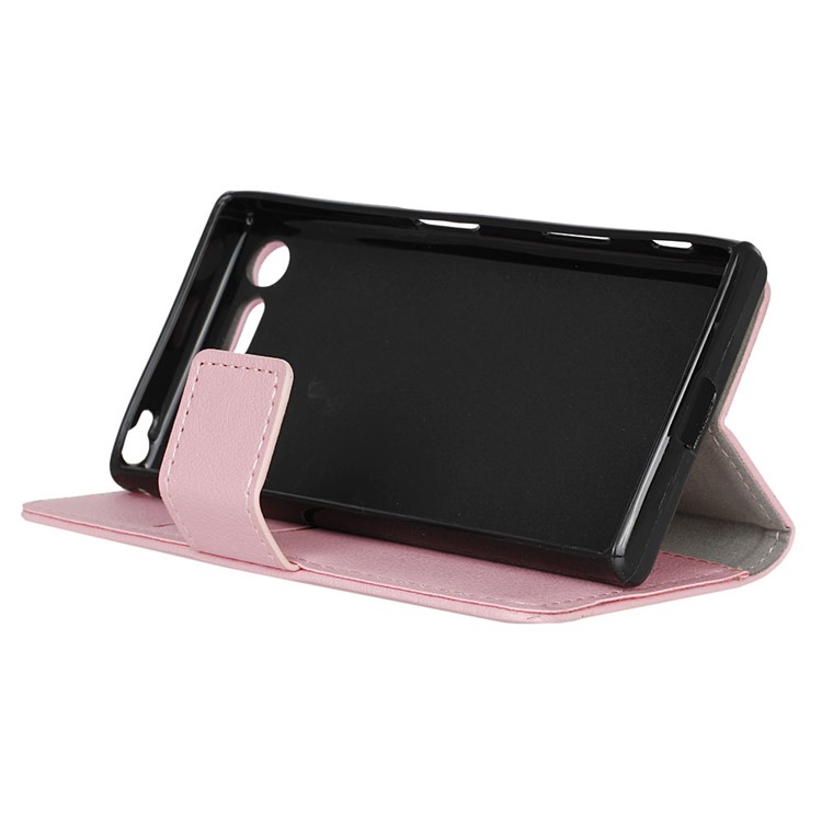 Leather Wallet Stand Case for Sony Xperia X Compact - Pink-4
