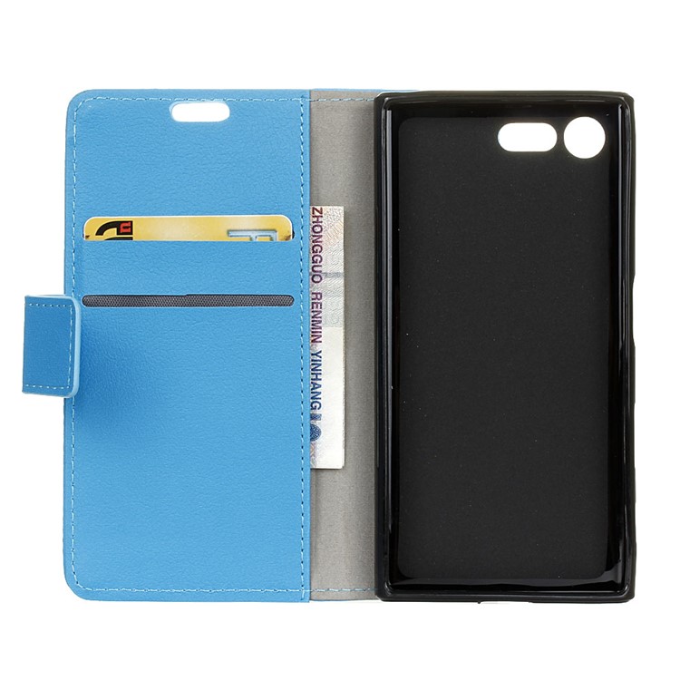 Leather Wallet Stand Shell Case for Sony Xperia X Compact - Blue-3