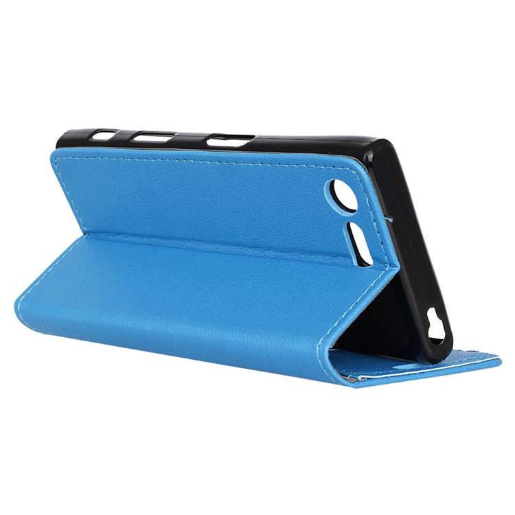 Leather Wallet Stand Shell Case for Sony Xperia X Compact - Blue-5