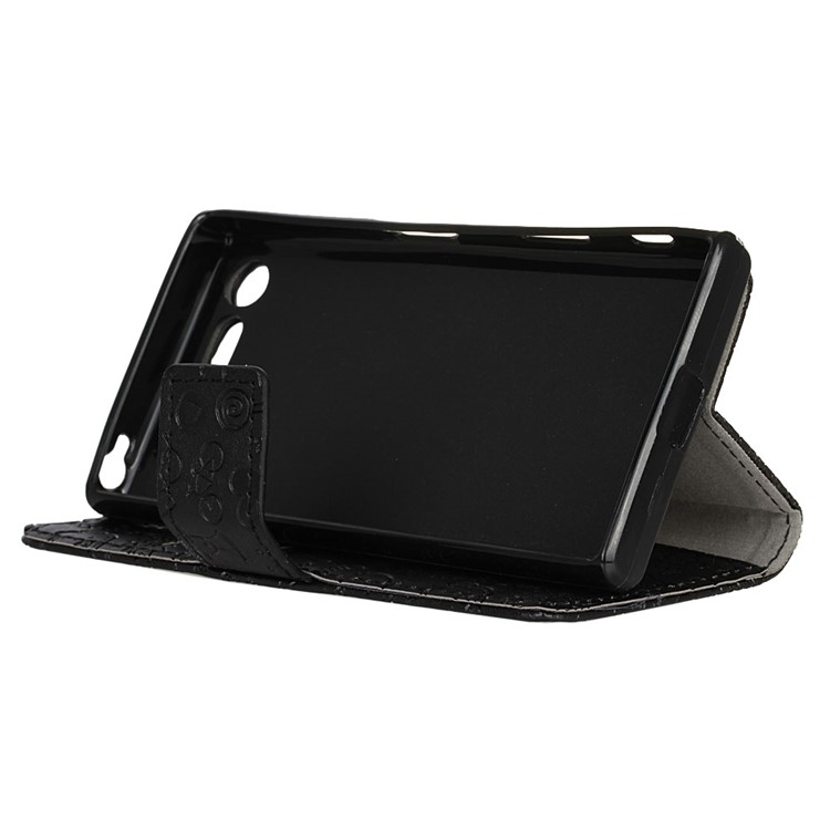 Cartoon Graffiti Leather Wallet Stand Cover for Sony Xperia X Compact - Black-4