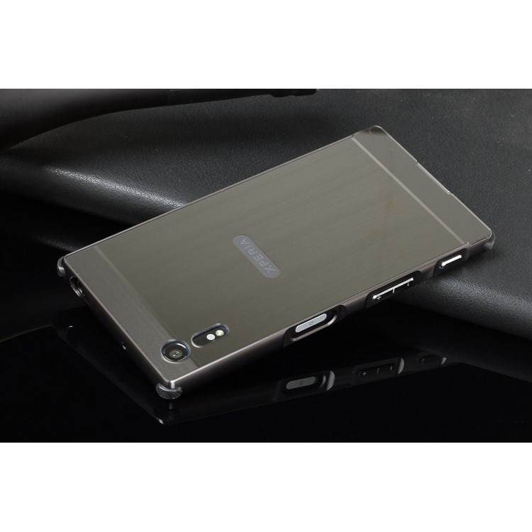 Slide-on Brushed Metal Plating Shell Case for Sony Xperia XZs / XZ - Black-2