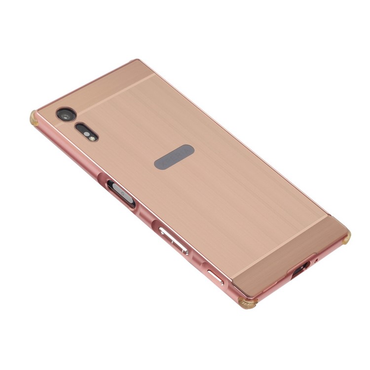 Sliding Brushed Metal Plating Cover Drop-proof Shell for Sony Xperia XZs / XZ - Rose Gold-3
