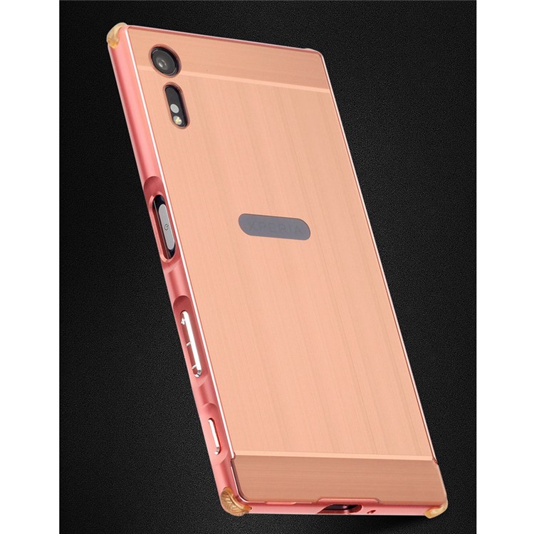 Sliding Brushed Metal Plating Cover Drop-proof Shell for Sony Xperia XZs / XZ - Rose Gold-5