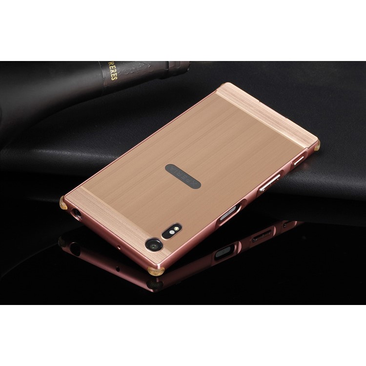 Sliding Brushed Metal Plating Cover Drop-proof Shell for Sony Xperia XZs / XZ - Rose Gold-6