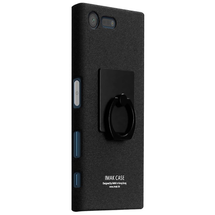 IMAK Matte Hard PC Case with Ring Kickstand for Sony Xperia X Compact - Black-2