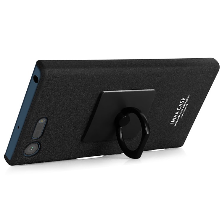 IMAK Matte Hard PC Case with Ring Kickstand for Sony Xperia X Compact - Black-3