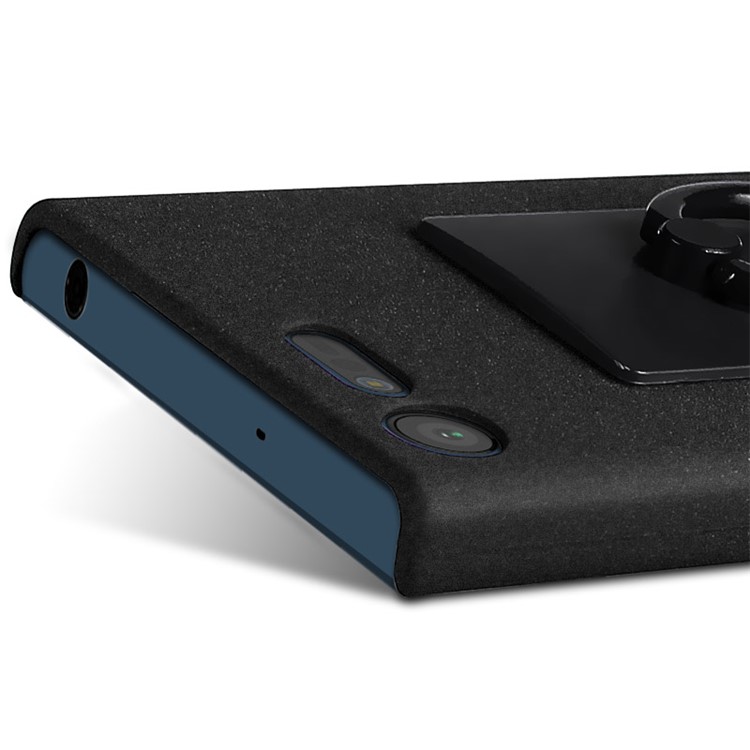 IMAK Matte Hard PC Case with Ring Kickstand for Sony Xperia X Compact - Black-5