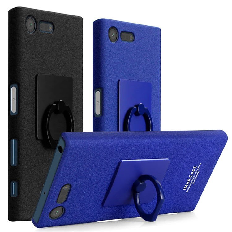 IMAK Matte Hard PC Case with Ring Kickstand for Sony Xperia X Compact - Black-7