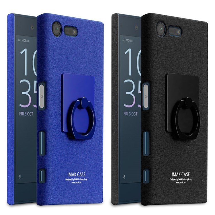IMAK Matte Hard PC Case with Ring Kickstand for Sony Xperia X Compact - Black-8