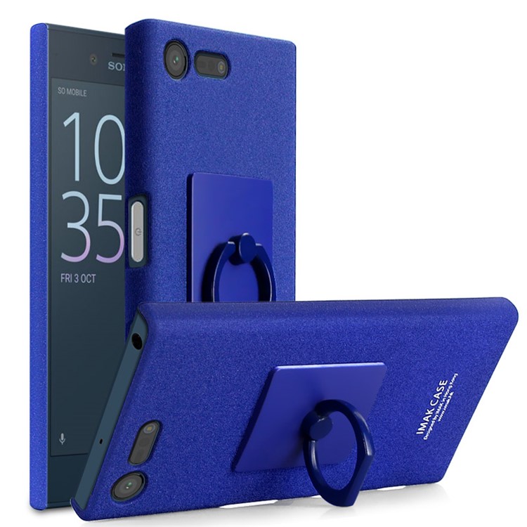 IMAK Matte Hard Plastic Case with Ring Kickstand for Sony Xperia X Compact - Blue-1
