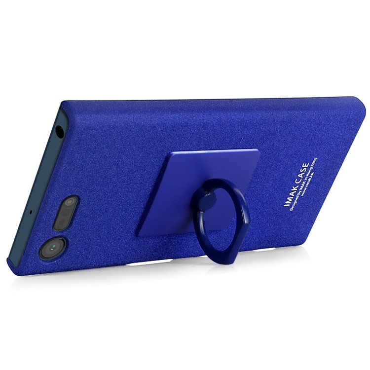 IMAK Matte Hard Plastic Case with Ring Kickstand for Sony Xperia X Compact - Blue-3
