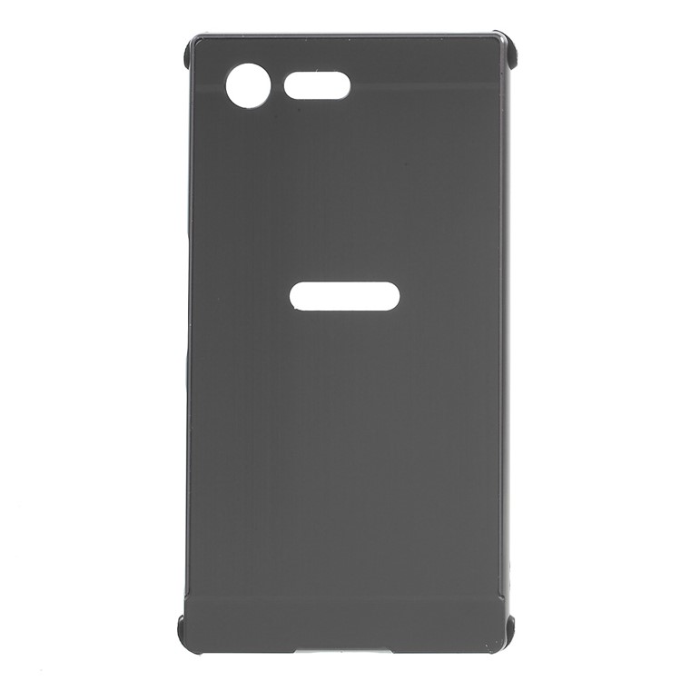 Brushed Plastic + Aluminum Alloy Frame Hard Case for Sony Xperia X Compact - Black-1