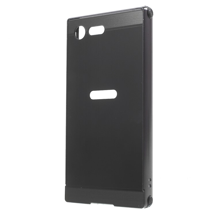 Brushed Plastic + Aluminum Alloy Frame Hard Case for Sony Xperia X Compact - Black-2