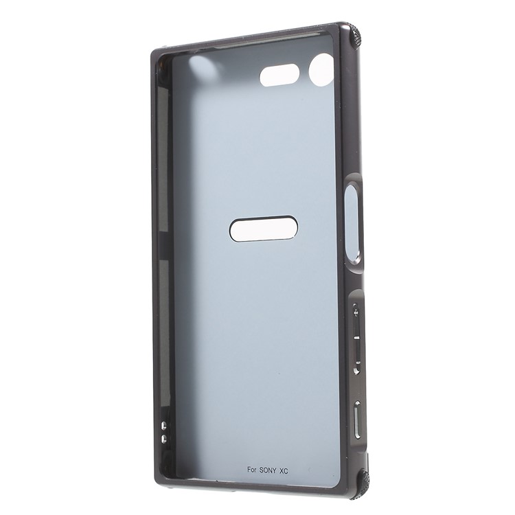 Brushed Plastic + Aluminum Alloy Frame Hard Case for Sony Xperia X Compact - Black-3