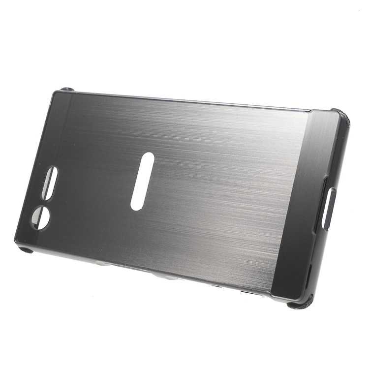 Brushed Plastic + Aluminum Alloy Frame Hard Case for Sony Xperia X Compact - Black-4