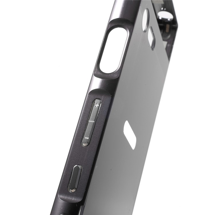 Brushed Plastic + Aluminum Alloy Frame Hard Case for Sony Xperia X Compact - Black-7