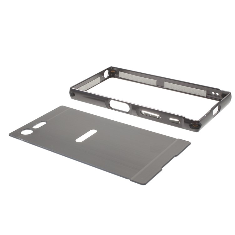 Brushed Plastic + Aluminum Alloy Frame Hard Case for Sony Xperia X Compact - Black-8