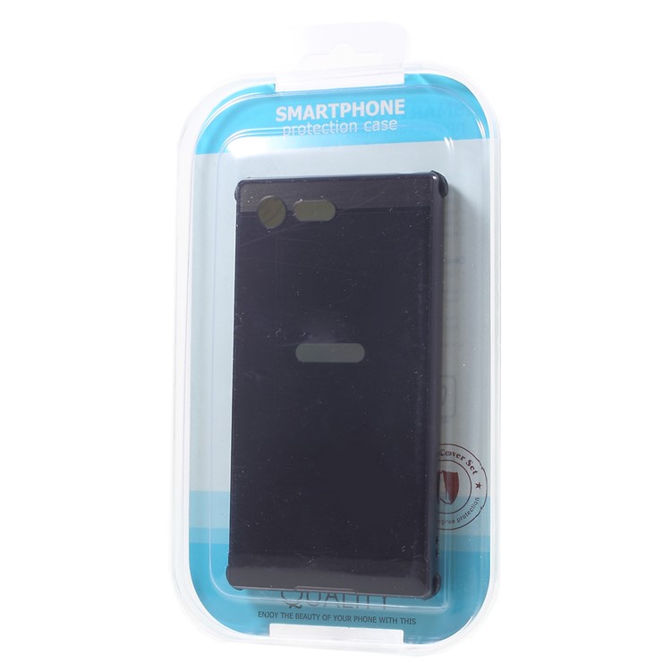 Brushed Plastic + Aluminum Alloy Frame Hard Case for Sony Xperia X Compact - Black-9