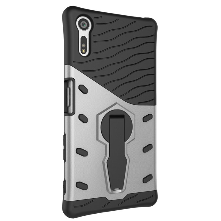 Armor PC + TPU Hybrid Kickstand Case for Sony Xperia XZs / XZ - Silver-4