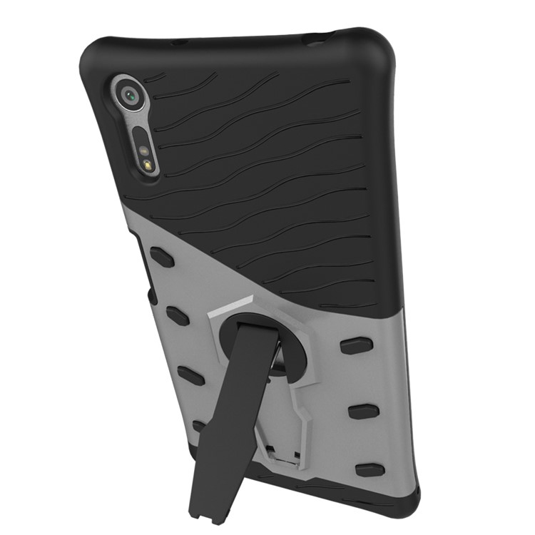 Armor PC + TPU Hybrid Kickstand Case for Sony Xperia XZs / XZ - Silver-5