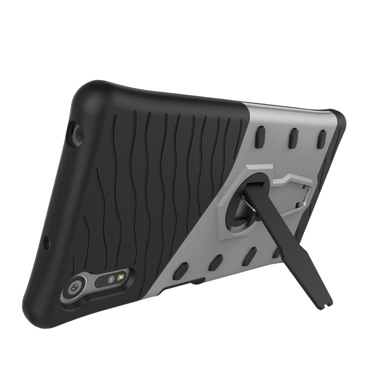 Armor PC + TPU Hybrid Kickstand Case for Sony Xperia XZs / XZ - Silver-6