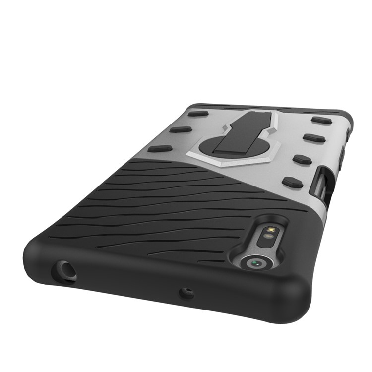 Armor PC + TPU Hybrid Kickstand Case for Sony Xperia XZs / XZ - Silver-8