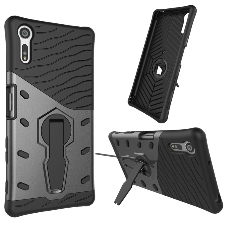 Armor PC + TPU Hybrid Kickstand Cover for Sony Xperia XZs / XZ - Grey-2