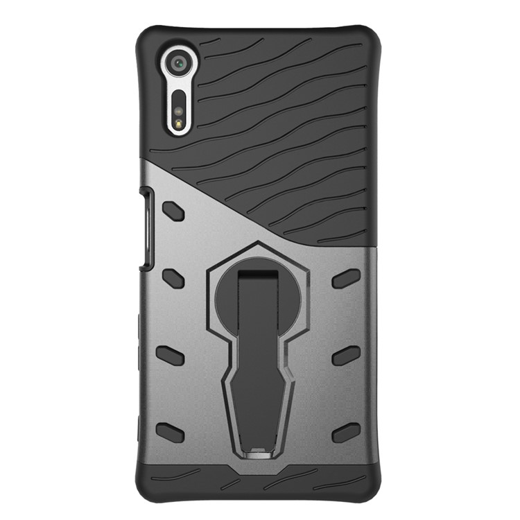 Armor PC + TPU Hybrid Kickstand Cover for Sony Xperia XZs / XZ - Grey-3