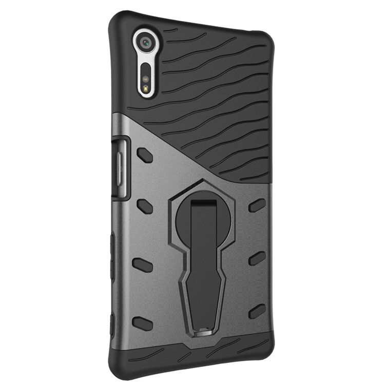 Armor PC + TPU Hybrid Kickstand Cover for Sony Xperia XZs / XZ - Grey-4