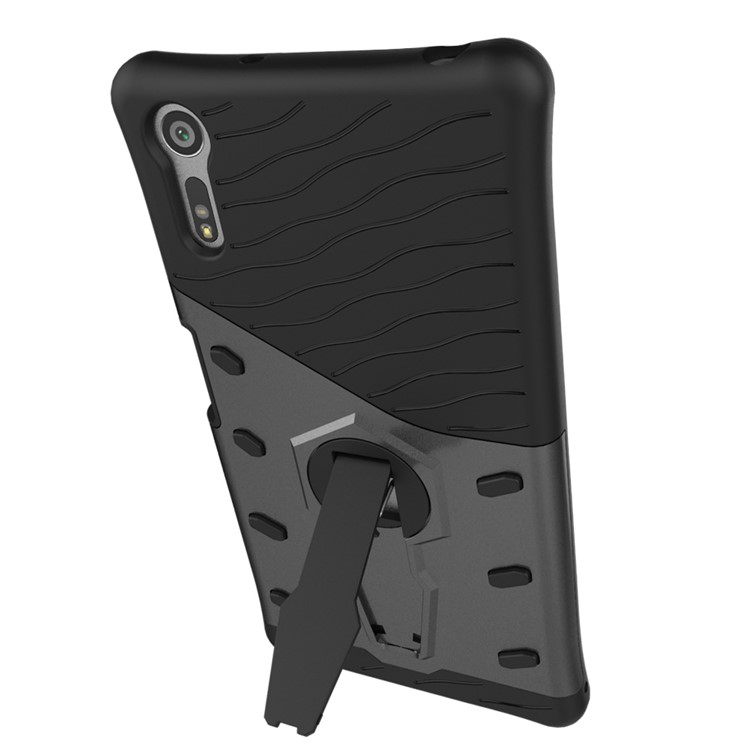 Armor PC + TPU Hybrid Kickstand Cover for Sony Xperia XZs / XZ - Grey-5