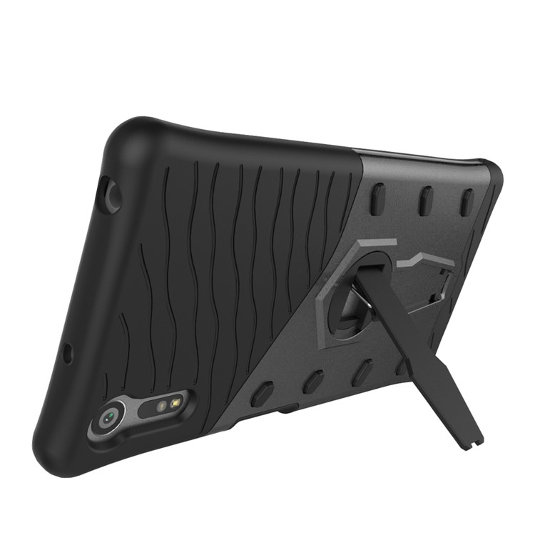 Armor PC + TPU Hybrid Kickstand Cover for Sony Xperia XZs / XZ - Grey-6