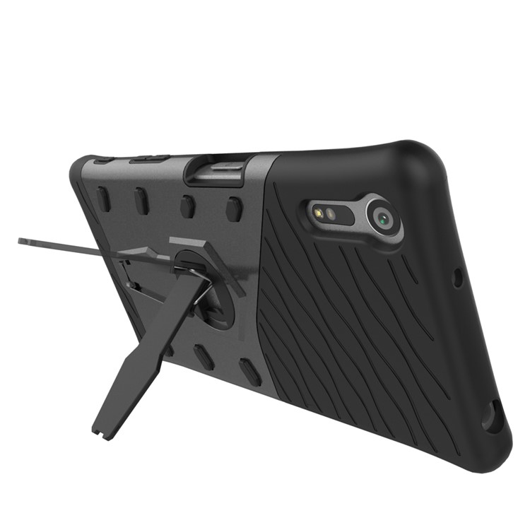 Armor PC + TPU Hybrid Kickstand Cover for Sony Xperia XZs / XZ - Grey-7