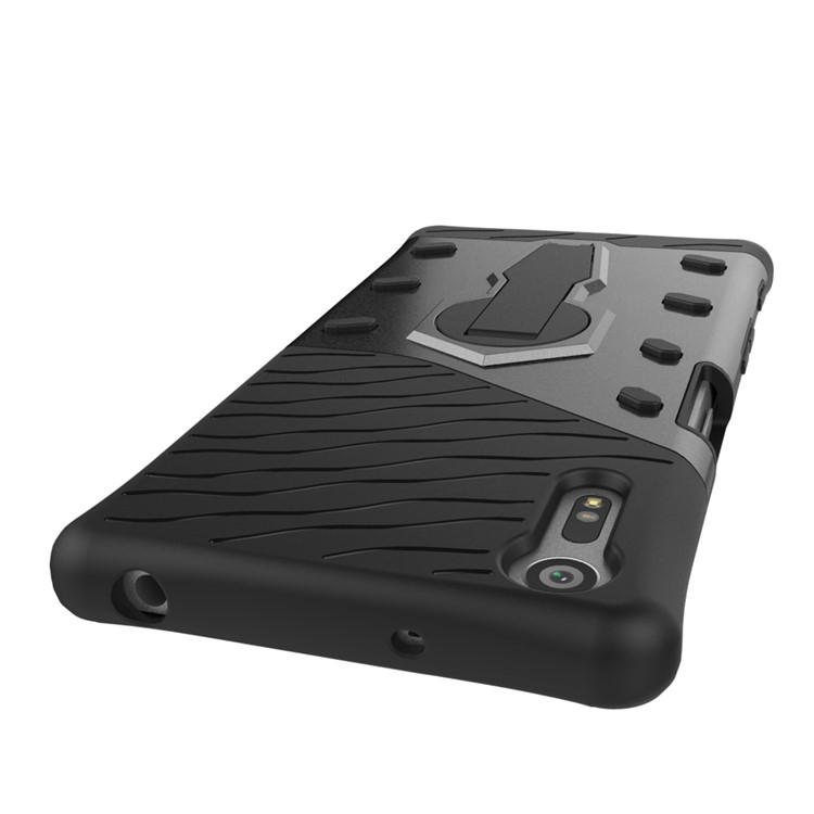 Armor PC + TPU Hybrid Kickstand Cover for Sony Xperia XZs / XZ - Grey-8