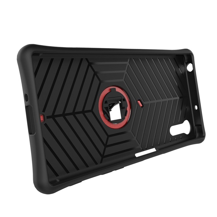 Armor PC + TPU Hybrid Shell for Sony Xperia XZs / XZ with Kickstand- Red-11