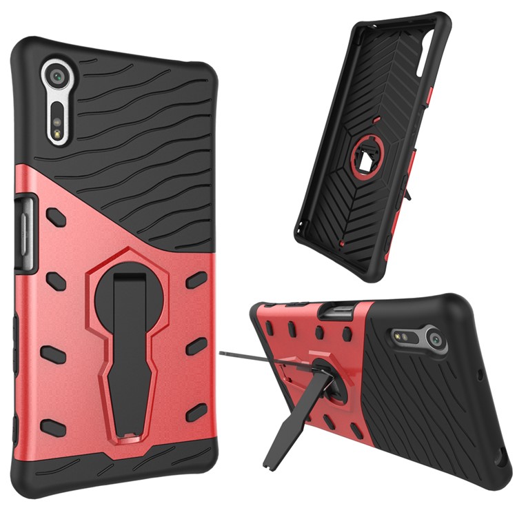 Armor PC + TPU Hybrid Shell for Sony Xperia XZs / XZ with Kickstand- Red-2