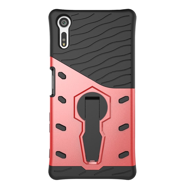 Armor PC + TPU Hybrid Shell for Sony Xperia XZs / XZ with Kickstand- Red-3