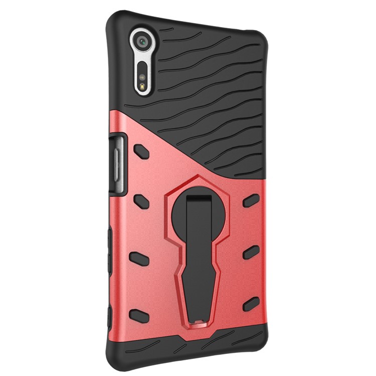 Armor PC + TPU Hybrid Shell for Sony Xperia XZs / XZ with Kickstand- Red-4