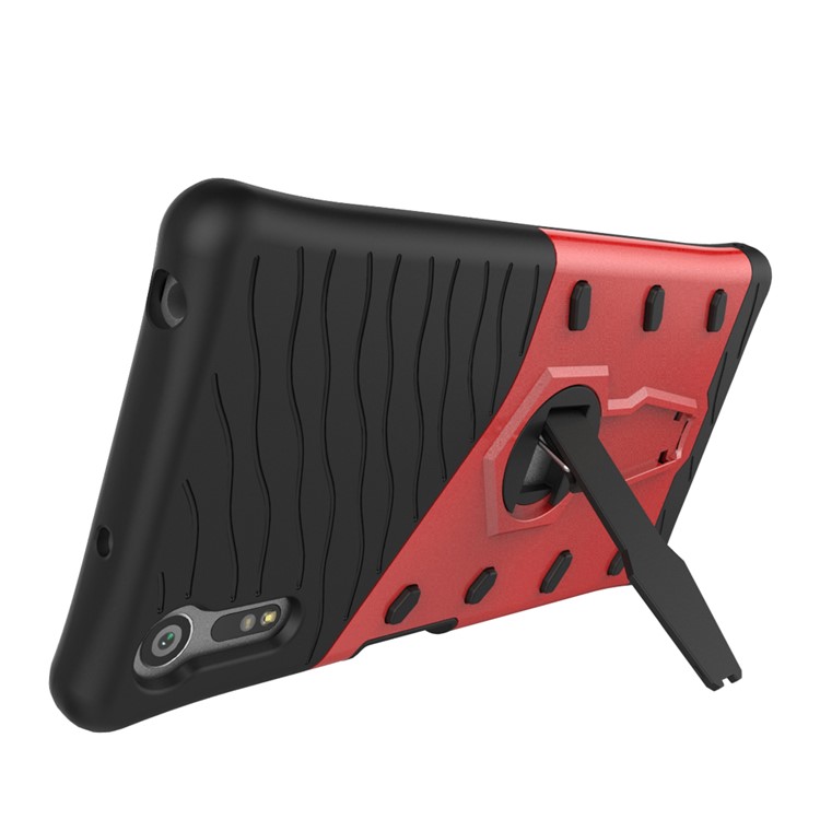 Armor PC + TPU Hybrid Shell for Sony Xperia XZs / XZ with Kickstand- Red-6