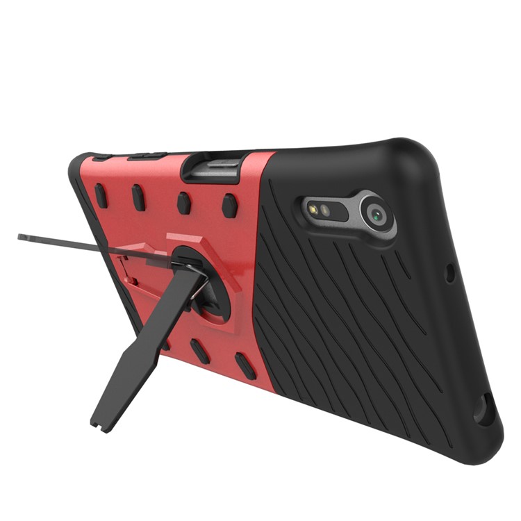 Armor PC + TPU Hybrid Shell for Sony Xperia XZs / XZ with Kickstand- Red-7