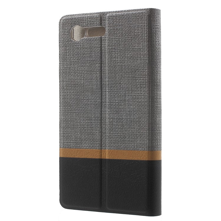 Cross Texture Leather Card Holder Case for Sony Xperia X Compact - Grey-2