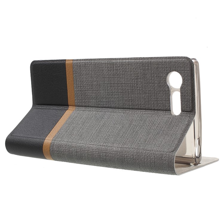 Cross Texture Leather Card Holder Case for Sony Xperia X Compact - Grey-3