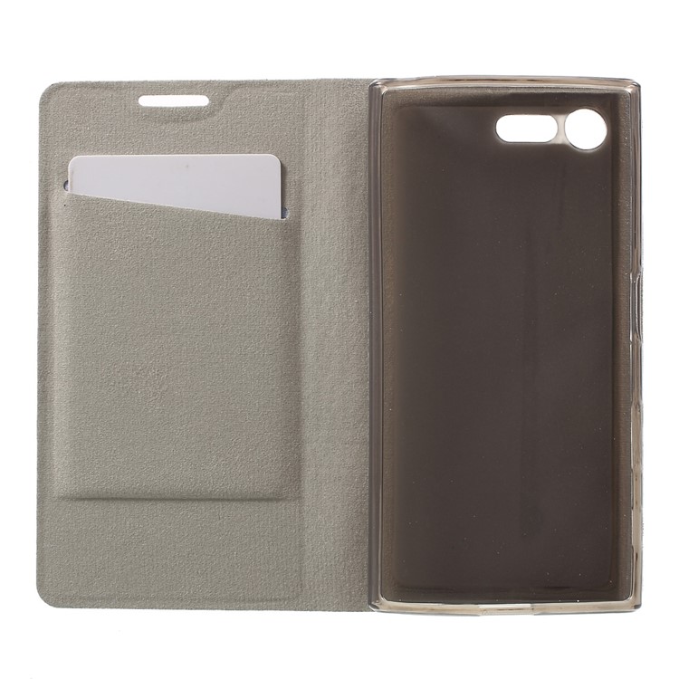 Cross Texture Leather Card Holder Case for Sony Xperia X Compact - Grey-4