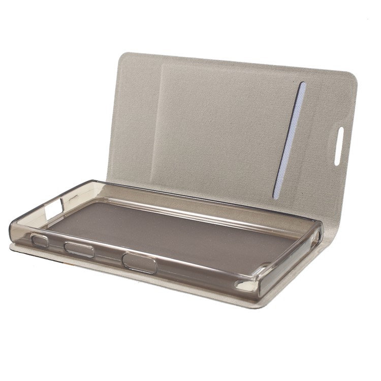 Cross Texture Leather Card Holder Case for Sony Xperia X Compact - Grey-5